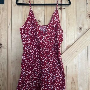 Red and White Spotted Sleeveless Dress
